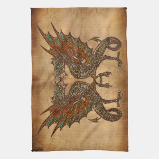 Ye Old Medieval Dragon Design Theedoek (Verticaal)