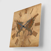 Ye Old Medieval Dragon Design Vierkante Klok (Hoek)