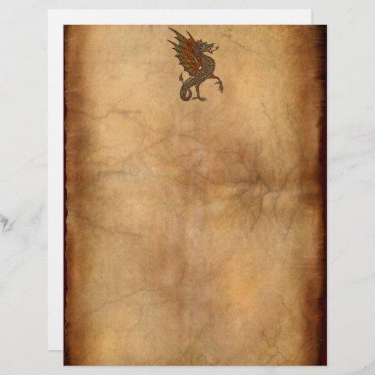 Ye Old Medieval Dragon Design Writing Paper (Voorkant / Achterkant)
