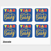 YEAH BABY grappige typografische Vierkante Sticker (Vel)