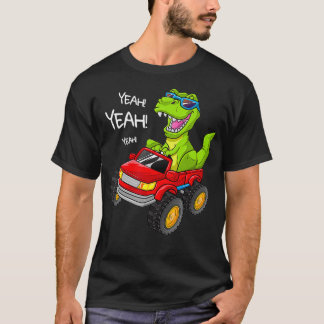 Yeah TRe Monster Truck  Birthday Boy Dinosaur Dino T-shirt