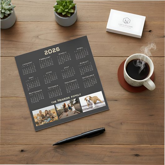 Year 2026 Calendar 3 Family Photo Collage 