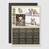 Year 2026 Calendar Dog Pet 4 Photo Collage Magnet (Voorkant / Achterkant)