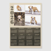 Year 2026 Calendar Dog Pet 4 Photo Collage Magnet (Voorkant)