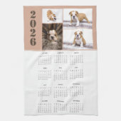 Year 2026 Calendar Dog Pet 4 Photo Collage Theedoek (Verticaal)