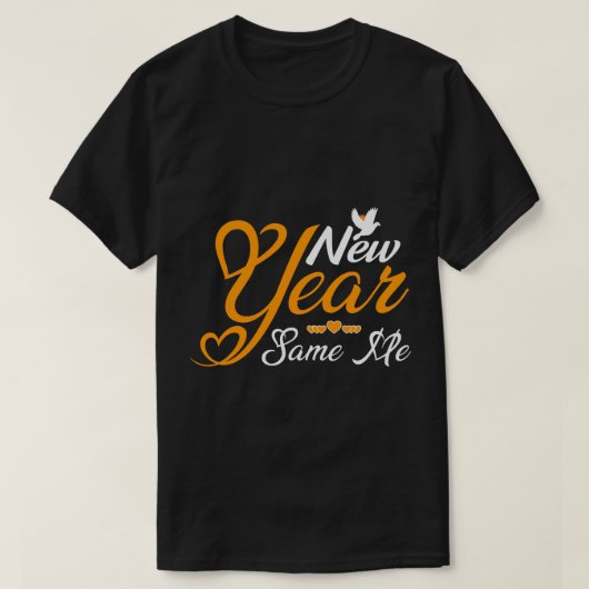 "Year" Golden Script Heart Typography T-shirt (Design voorkant)
