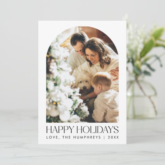 Year In Review Arch Family Photo Collage Feestdagenkaart (Staand voorkant)