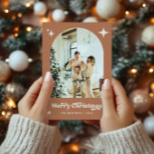 Year In Review Boho Arch Photo Christmas Card Feestdagenkaart