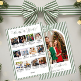 Year in Review Christmas Arch Photo & Green Bow Feestdagenkaart