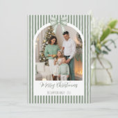 Year in Review Christmas Arch Photo & Green Bow Feestdagenkaart (Staand voorkant)