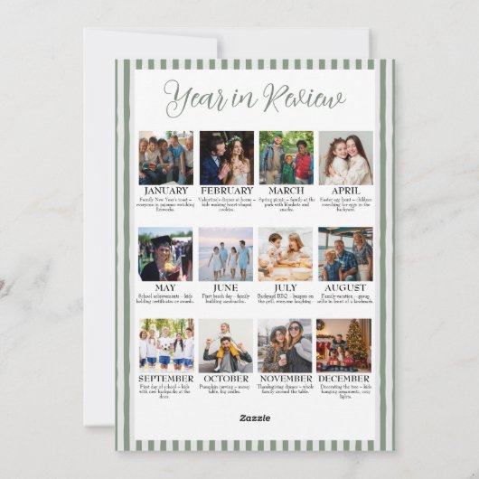 Year in Review Christmas Arch Photo & Green Bow Feestdagenkaart (Achterkant)