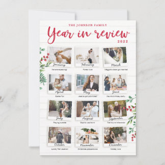 Year in Review Christmas Card Monthly Photos Kaart