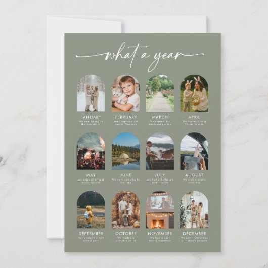 Year In Review What A Year Merry Christmas Photo Feestdagenkaart (Achterkant)