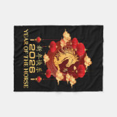 Year Of Horse 2026 Chinese Lunar New Year Men Wome Fleece Deken (Voorkant (Horizontaal))