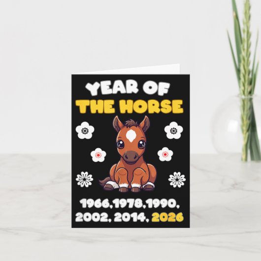 Year Of Horse Cute Zodiac Animal 2026 Design  Kaart (Voorkant)