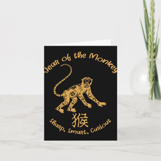 Year Of Monkey Traits Chinese Zodiac Chinese New Y Kaart (Voorkant)