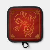 Year of the Dragon Chinese Zodiac Red Pannenlap (Voorkant)
