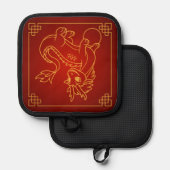 Year of the Dragon Chinese Zodiac Red Pannenlap (Voorkant / Achterkant)