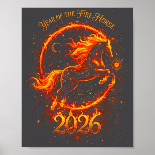 Year Of The Fire Horse 2026 Chinese New Year  Poster (Voorkant)