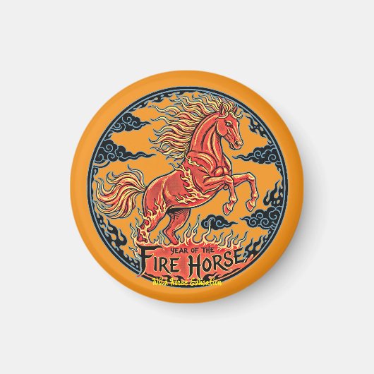 Year of the Fire Horse Black small magnet (Voorkant)
