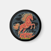 Year of the Fire Horse Black small magnet (Voorkant)