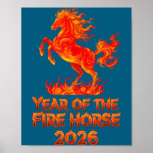 Year Of The Fire Horse, Chinese Zodiac Lunar New Y Poster (Voorkant)