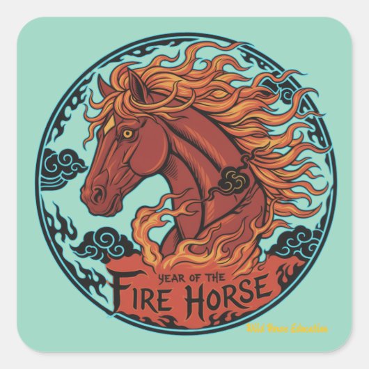 Year of the Fire Horse Vierkante Sticker (Voorkant)