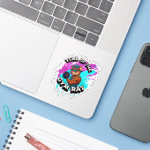 Year of the Gym Rat Funny Workout Cartoon Design Sticker (Laptop met iPhone)