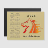 Year of the Horse 2026 Calendar Magnetic Card (Voorkant / Achterkant)