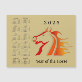 Year of the Horse 2026 Calendar Magnetic Card