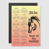 Year of the Horse 2026 Calendar Magnetic Card (Voorkant / Achterkant)