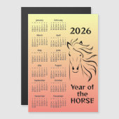 Year of the Horse 2026 Calendar Magnetic Card (Voorkant / Achterkant)