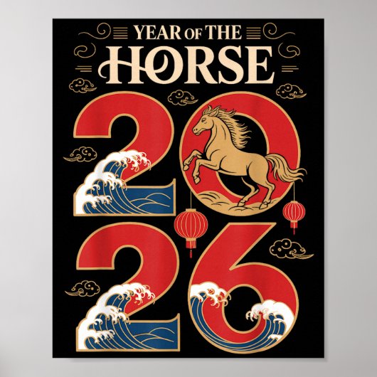 Year Of The Horse 2026 Chinese New Year For Men Wo Poster (Voorkant)