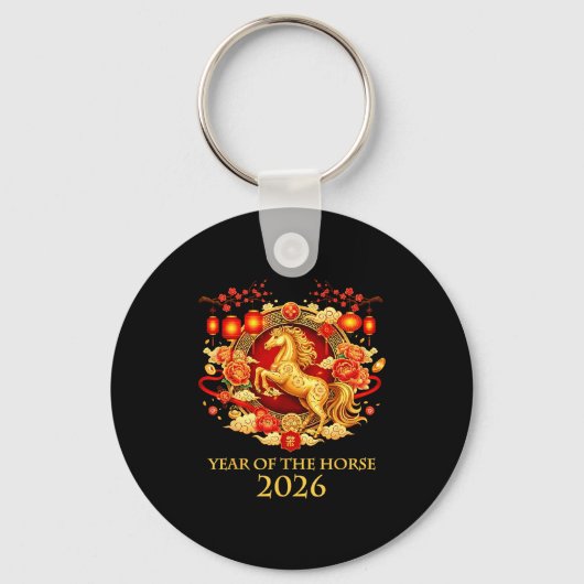 Year Of The Horse 2026 Chinese New Year Horse Lant Sleutelhanger (Voorkant)