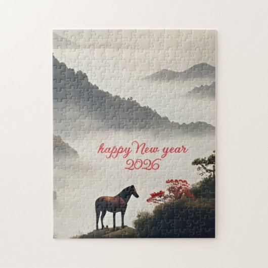 Year of the Horse 2026 Chinese New Year Mountain  Legpuzzel (Verticaal)
