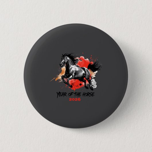 Year Of The Horse 2026 Chinese New Year  Ronde Button 5,7 Cm (Voorkant)