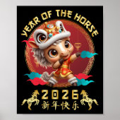 Year Of The Horse 2026 Cute Chinese Lunar New Year Poster (Voorkant)