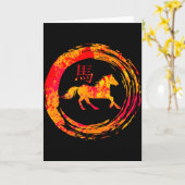 Year Of The Horse 2026 Happy Chinese Lunar New Yea Kaart (Gele Bloem)