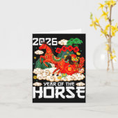 Year Of The Horse 2026 Happy Chinese Lunar New Yea Kaart (Gele Bloem)