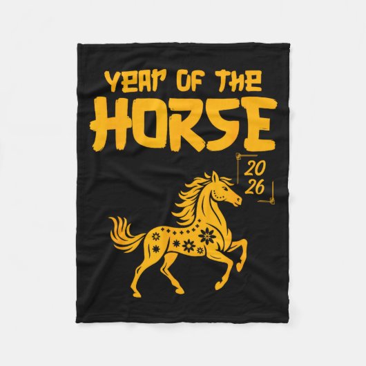 Year Of The Horse 2026 Happy New Year Golden Horse Fleece Deken (Voorkant)