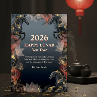 Year of the Horse 2026 Lunar Chinese New Year Feestdagenkaart