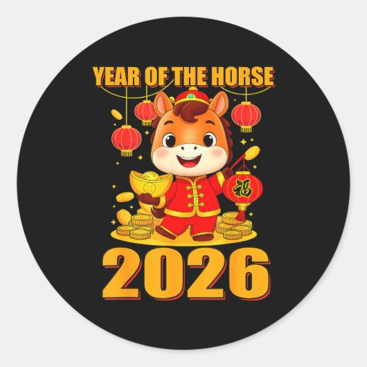 Year Of The Horse 2026 Lunar New Year Chinese  Ronde Sticker (Voorkant)