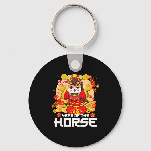 Year Of The Horse 2026 Lunar New Year Chinese Zodi Sleutelhanger (Voorkant)