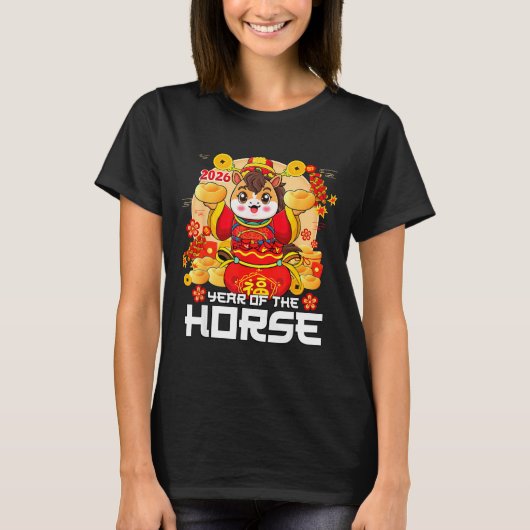 Year Of The Horse 2026 Lunar New Year Chinese Zodi T-shirt (Voorkant)