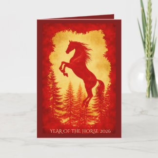 Year of the Horse 2026 – Red & Gold Lunar New Year Kaart