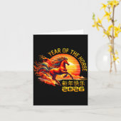 Year Of The Horse Chinese Lunar New Year 2026 Fire Kaart (Gele Bloem)