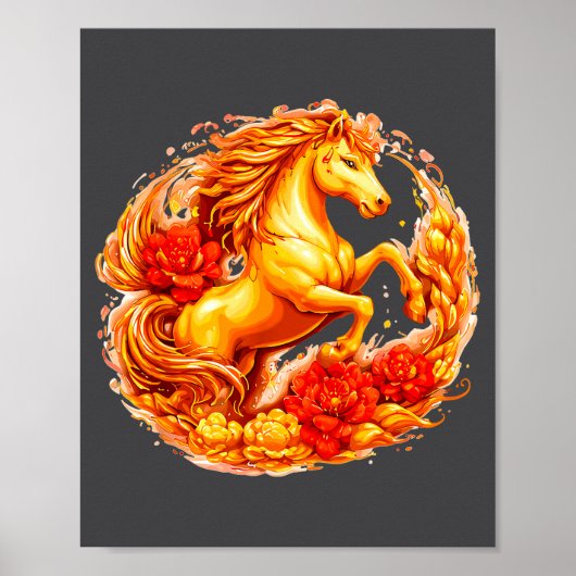 Year Of The Horse Chinese Lunar Zodiac Astrology A Poster (Voorkant)