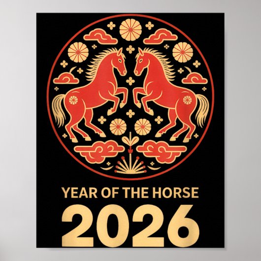 Year-of The-horse Chinese New Year 2026 Zodiac Hor Poster (Voorkant)