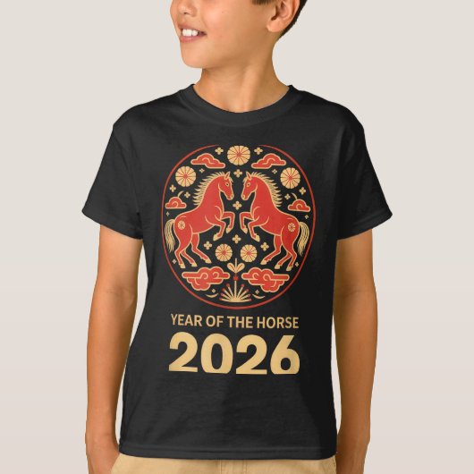Year-of The-horse Chinese New Year 2026 Zodiac Hor T-shirt (Voorkant)