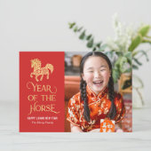 Year of The Horse Chinese New Year Card Feestdagenkaart (Staand voorkant)